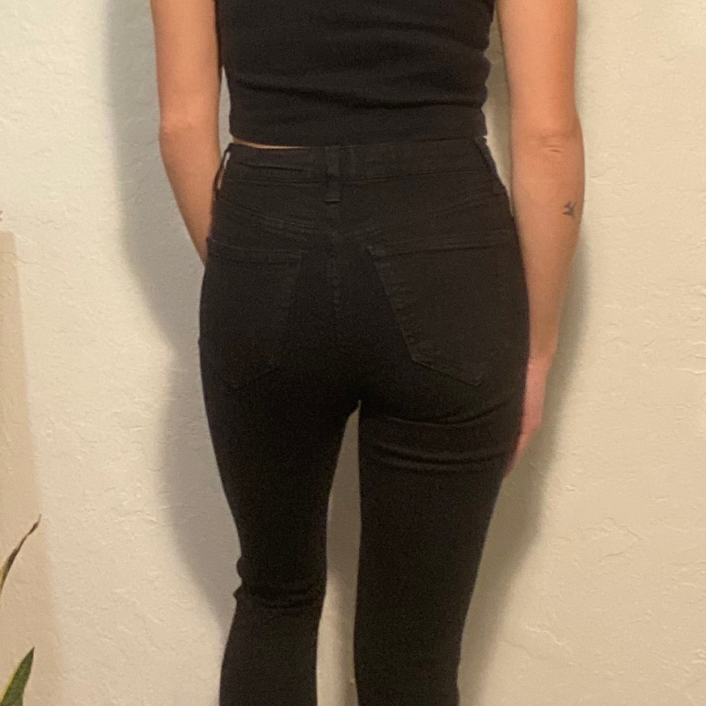 Topshop high waist distressed black jeans